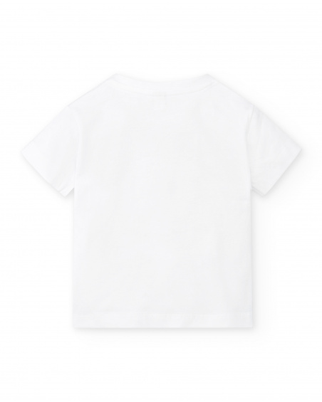 T-shirt de plongée garçon en maille blanc Collection Salty Air