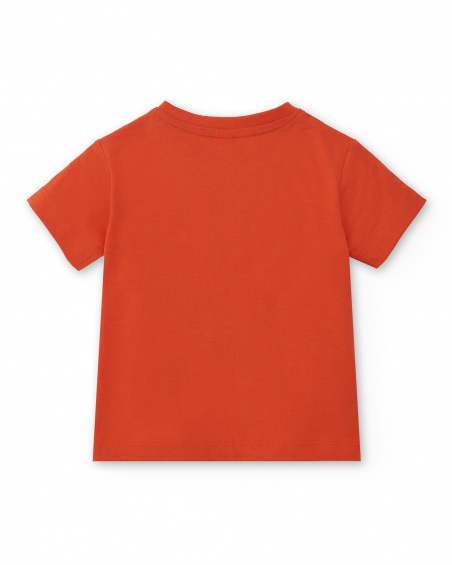 T-shirt garçon 'Caution' en maille rouge Collection Salty Air T-shirt garçon 'Caution' en maille rouge Collection Salty Air
