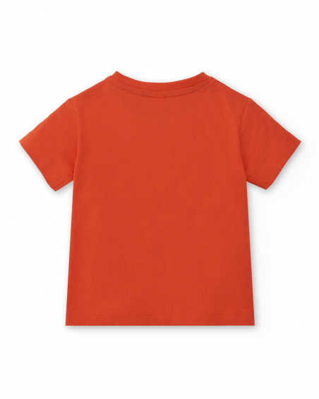 T-shirt garçon 'Caution' en maille rouge Collection Salty Air