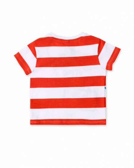 T-shirt en tricot rayé blanc rouge pour garçon Collection Salty