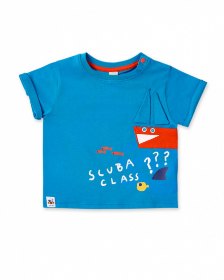 T-shirt garçon bleu en maille Collection Salty Air