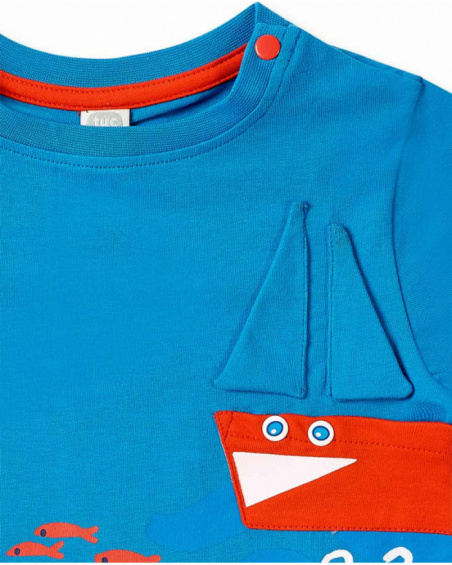 T-shirt garçon bleu en maille Collection Salty Air