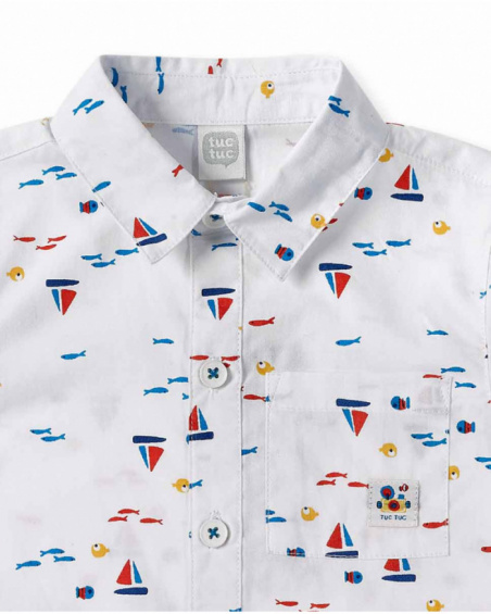 Chemise garçon en popeline blanche Collection Salty Air