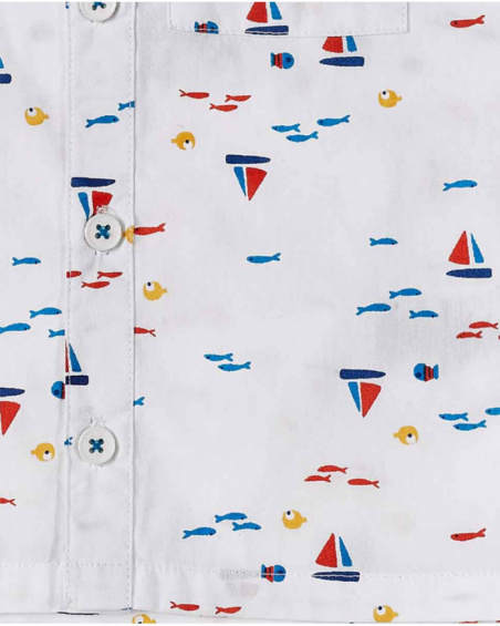 Chemise garçon en popeline blanche Collection Salty Air