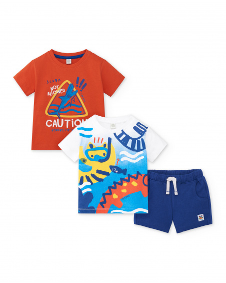 Ensemble tricot garçon bleu rouge Collection Salty Air