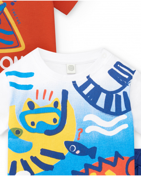 Ensemble tricot garçon bleu rouge Collection Salty Air