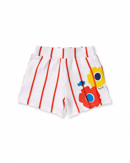 Short fille en maille rayée blanche Collection Salty Air