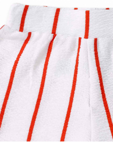 Short fille en maille rayée blanche Collection Salty Air