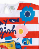 T-shirt fille en maille rouge blanc Collection Salty Air