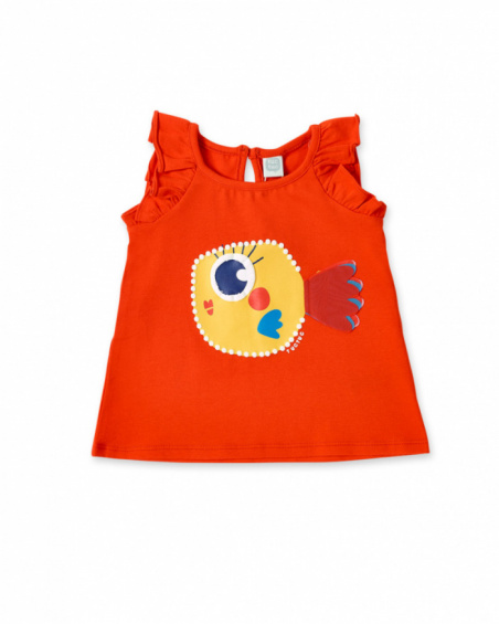T-shirt fille en maille rouge Collection Salty Air