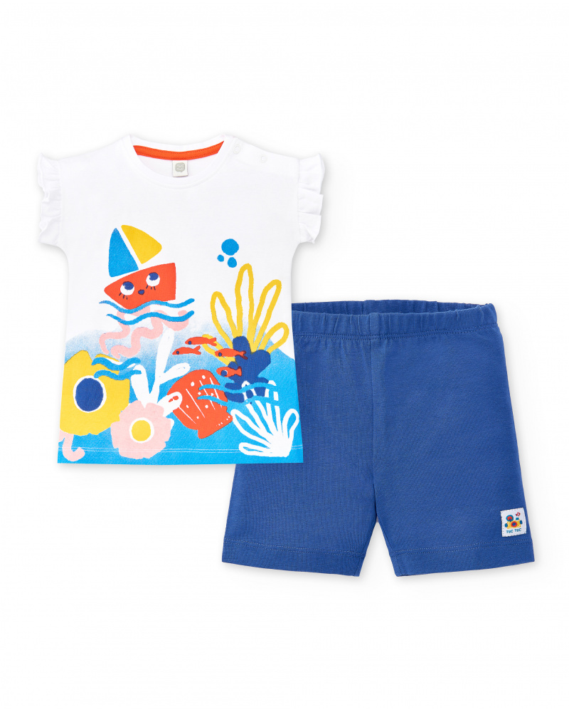 Ensemble tricot fille bleu blanc Collection Salty Air