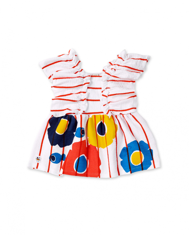 Robe fille en maille rayée blanche Collection Salty Air