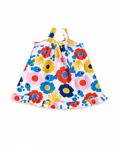 Robe fille blanche à bretelles en maille Collection Salty Air