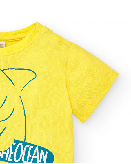 T-shirt garçon en maille jaune Collection Laguna Beach