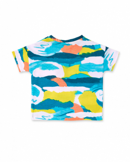 T-shirt garçon bleu blanc en maille Collection Laguna Beach