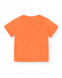T-shirt garçon orange en maille Collection Laguna Beach