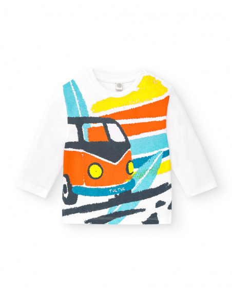 T-shirt long en maille blanc garçon Collection Laguna Beach
