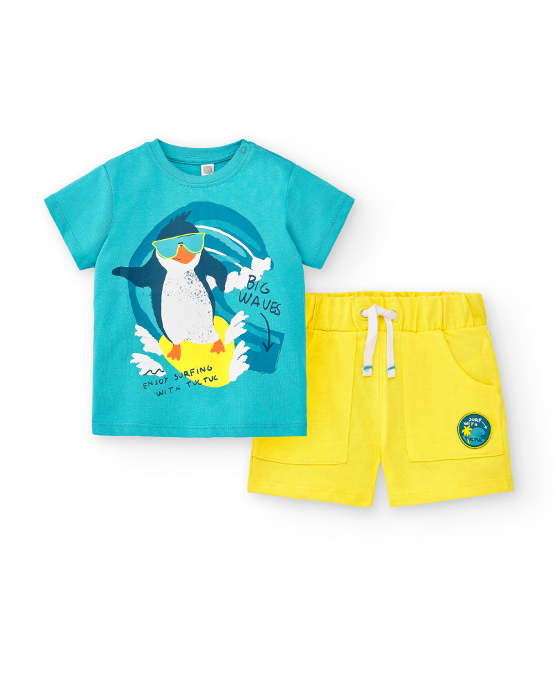 Ensemble tricot garçon jaune bleu Collection Laguna Beach