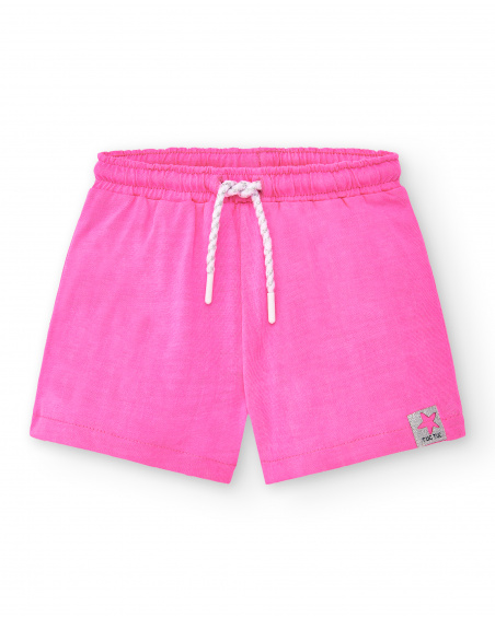 Short fille fuchsia en maille Collection Laguna Beach