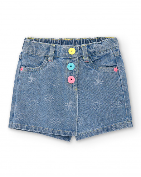 Jupe-pantalon fille en jean bleu Collection Laguna Beach