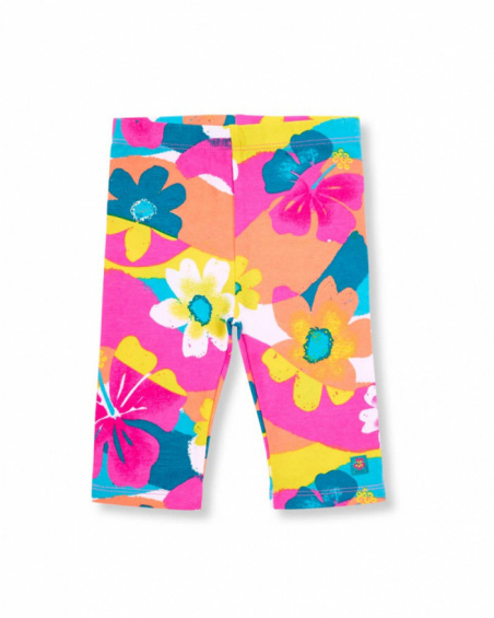 Legging fille pirate imprimé fuchsia en maille Collection