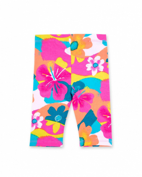 Legging fille pirate imprimé fuchsia en maille Collection