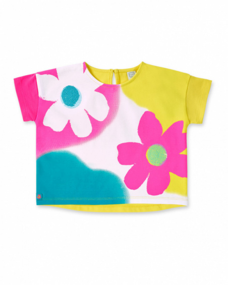 T-shirt fille en maille jaune Collection Laguna Beach
