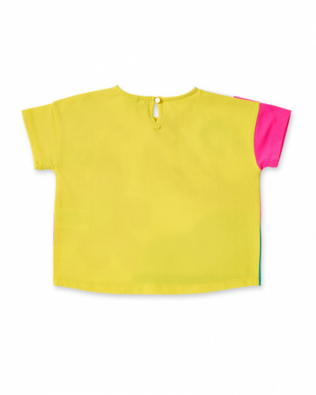 T-shirt fille en maille jaune Collection Laguna Beach