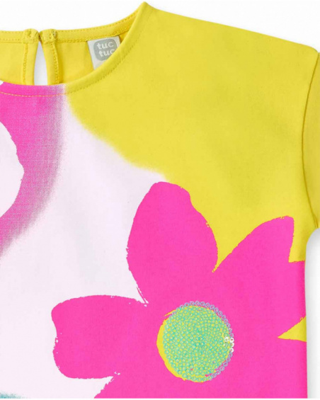 T-shirt fille en maille jaune Collection Laguna Beach