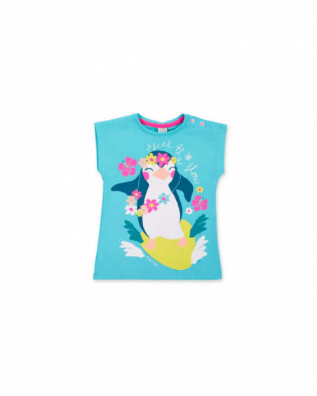T-shirt fille bleu en maille Collection Laguna Beach