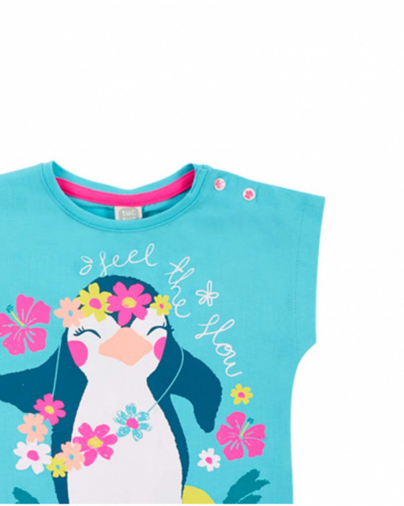 T-shirt fille bleu en maille Collection Laguna Beach