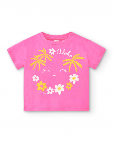 T-shirt fille fuchsia en maille Collection Laguna Beach