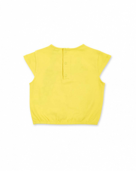 T-shirt fille jaune en maille avec inscription Collection