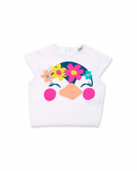 T-shirt fille pingouin blanc en maille Collection Laguna Beach