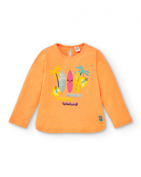 T-shirt long en maille orange fille Collection Laguna Beach T-shirt long en maille orange fille Collection Laguna Beach