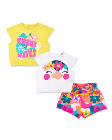 Ensemble maille jaune blanc fille Collection Laguna Beach