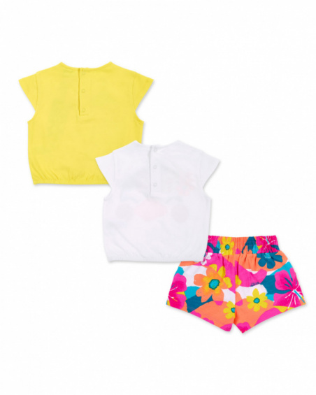 Ensemble maille jaune blanc fille Collection Laguna Beach