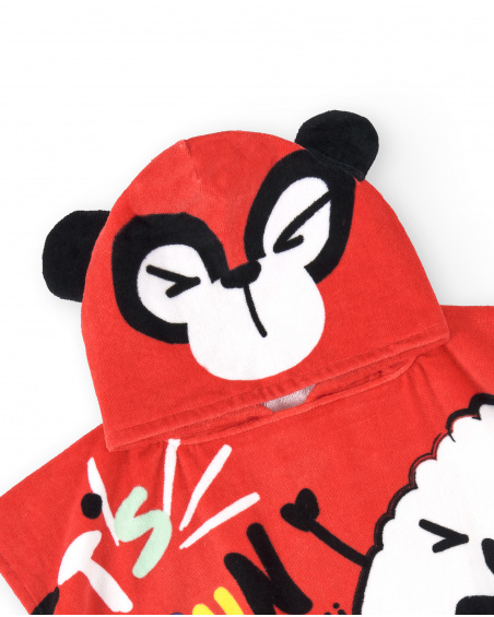 Serviette poncho rouge enfant Collection Hey Sushi