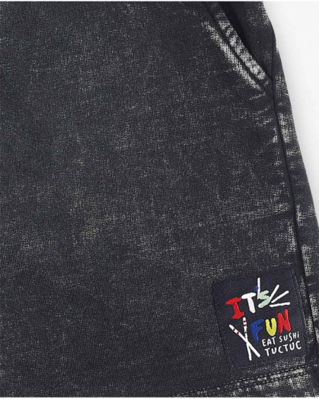 Bermuda peluche garçon noir Collection Hey Sushi Bermuda peluche garçon noir Collection Hey Sushi