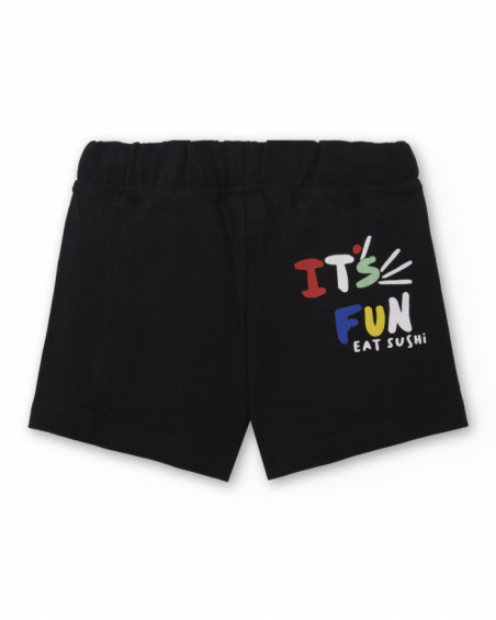 Bermuda tricot garçon noir Collection Hey Sushi