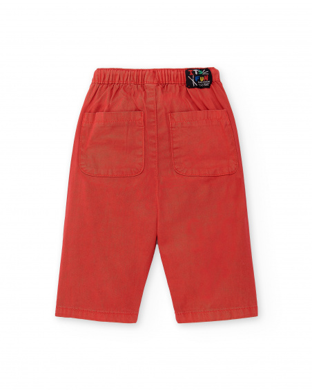 Pantalon garçon en sergé rouge Collection Hey Sushi