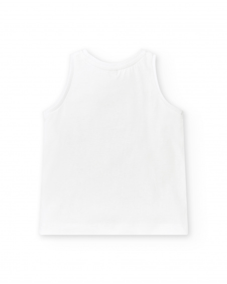 T-shirt garçon blanc en maille sans manches Collection Hey Sushi
