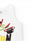 T-shirt garçon blanc en maille sans manches Collection Hey Sushi