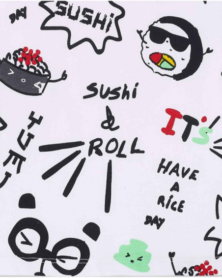 T-shirt garçon imprimé en maille blanche Collection Hey Sushi