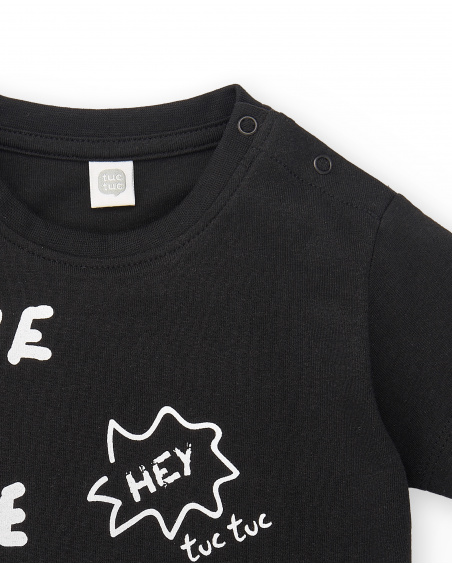T-shirt garçon en maille noir Collection Hey Sushi