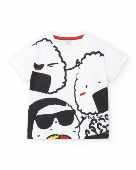 T-shirt garçon en maille blanc Collection Hey Sushi T-shirt garçon en maille blanc Collection Hey Sushi