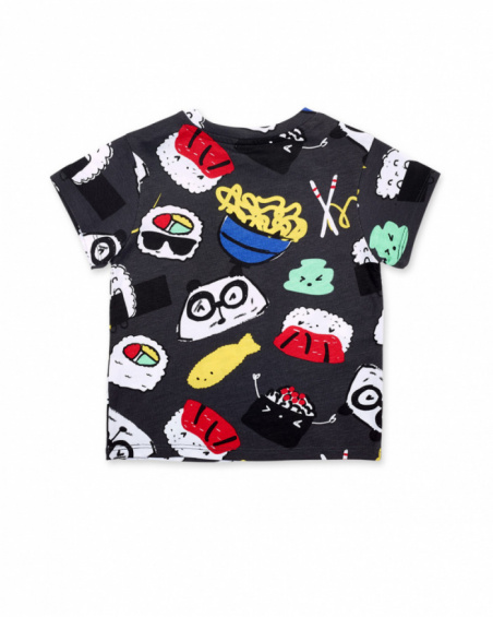 T-shirt garçon gris en maille Collection Hey Sushi