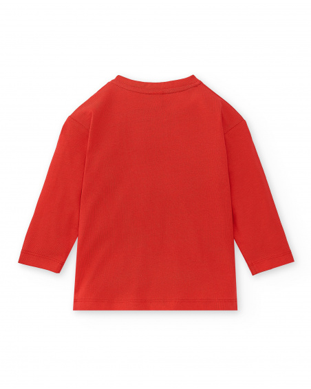 T-shirt long en maille rouge garçon Collection Hey Sushi