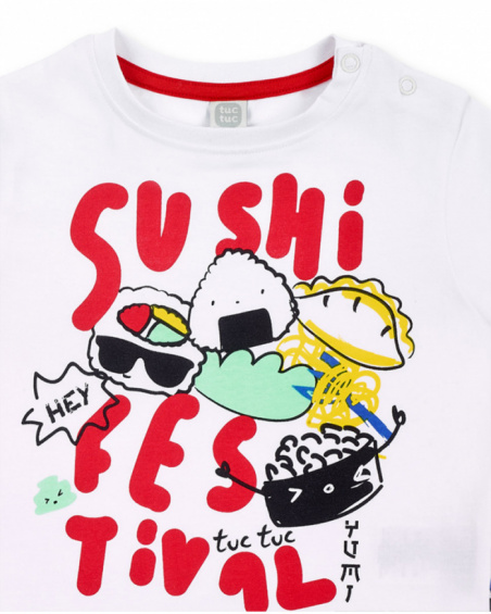 Ensemble tricot garçon blanc gris rouge Collection Hey Sushi