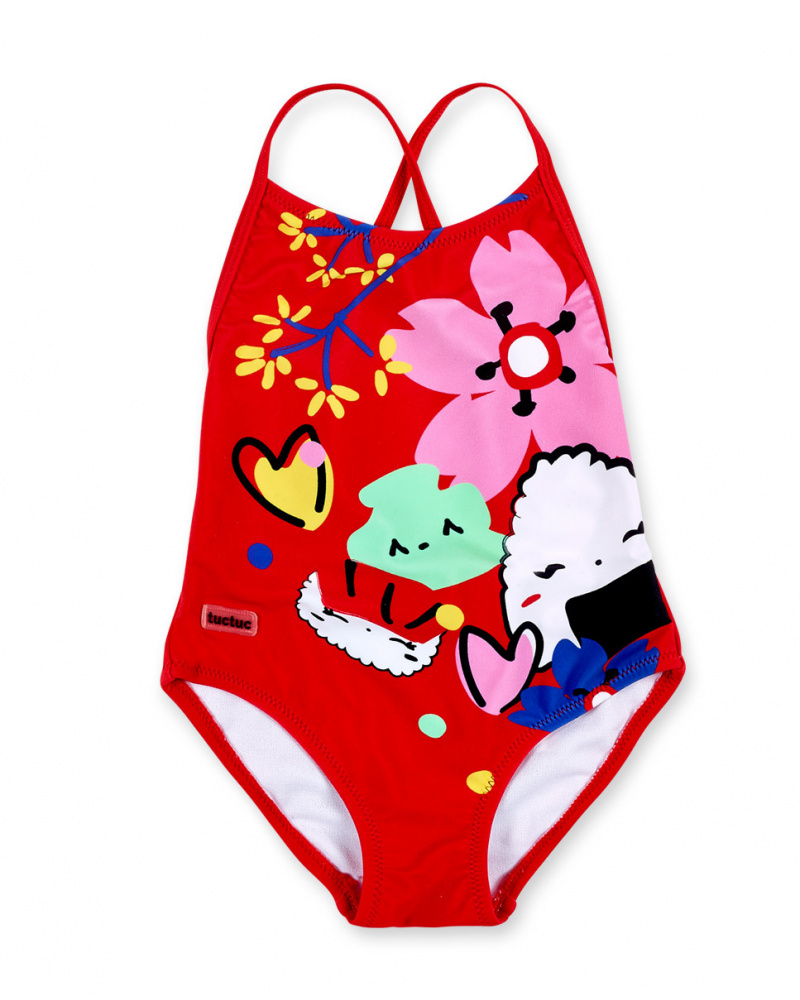 Maillot de bain rouge fille Collection Hey Sushi